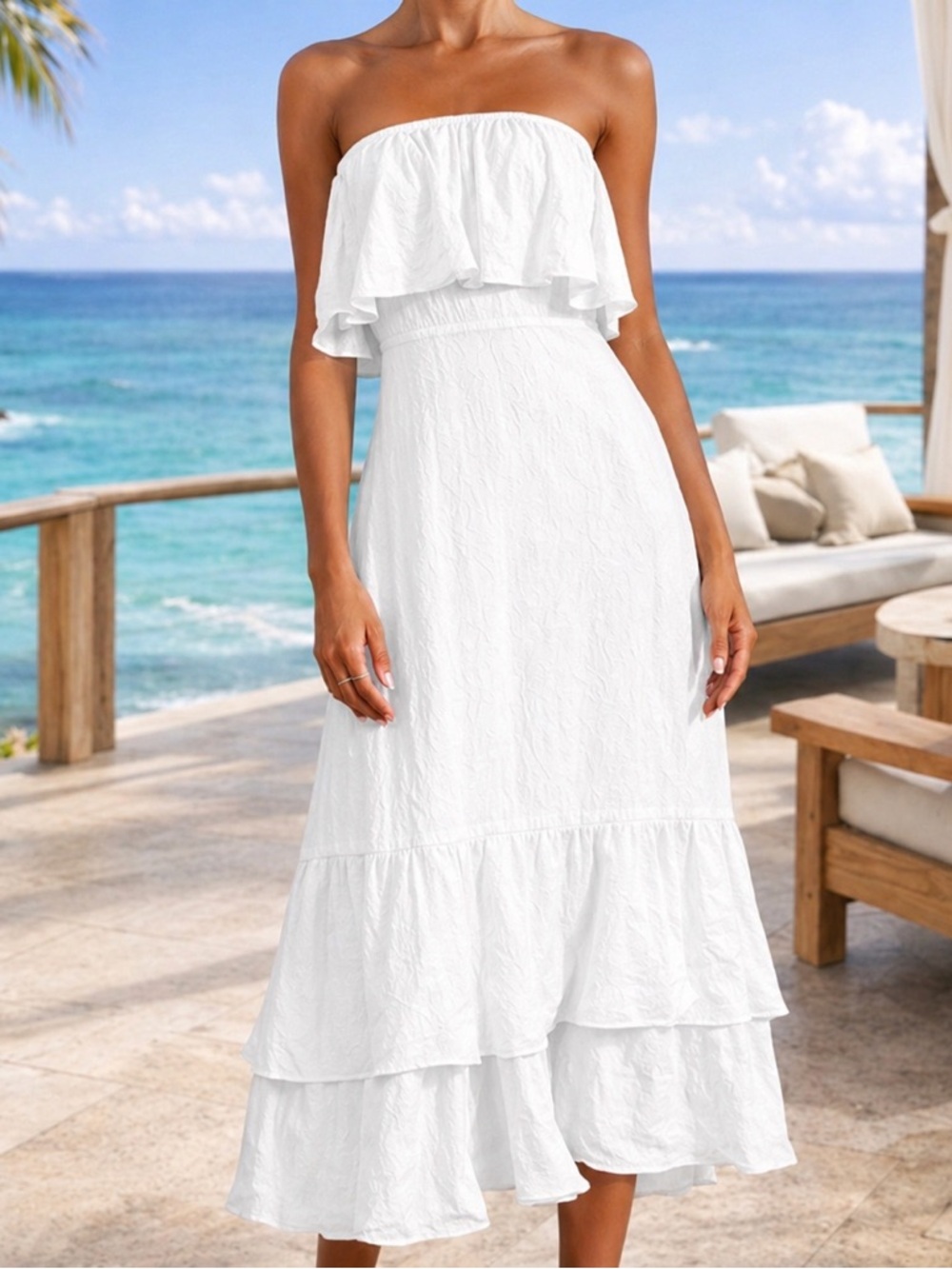 Lulus Women’s White Love You So Truly Strapless Floral Burnout Dress NWT S #1509